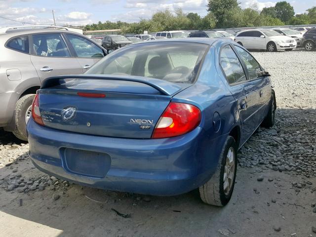 1B3ES56C92D621121 - 2002 DODGE NEON ES BLUE photo 4