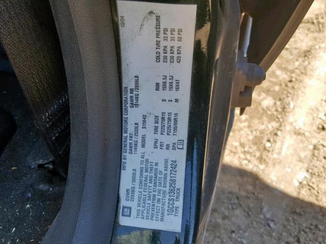 1GCCS136258172424 - 2005 CHEVROLET COLORADO GREEN photo 10