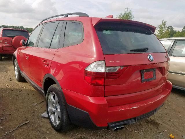 WBXPC93417WJ00398 - 2007 BMW X3 3.0SI RED photo 3