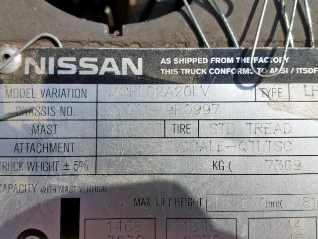 CPL029P0997 - 2004 NISSAN FORK LIFT GRAY photo 10