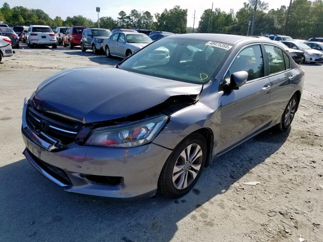 1HGCR2F31DA031615 - 2013 HONDA ACCORD LX GRAY photo 2