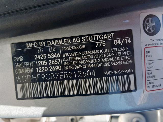 WDDHF9CB7EB012604 - 2014 MERCEDES-BENZ E 63 AMG SILVER photo 10