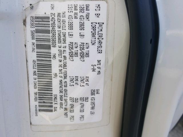 2C4GM68465R658920 - 2005 CHRYSLER PACIFICA T WHITE photo 10