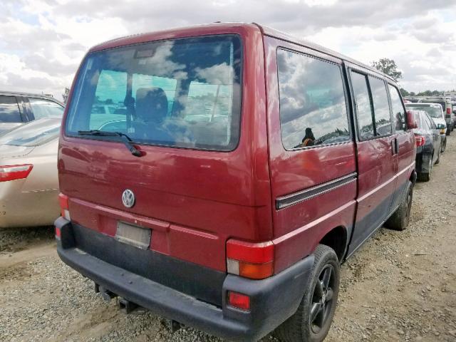 WV2MB47011H078672 - 2001 VOLKSWAGEN EUROVAN MV BURGUNDY photo 4