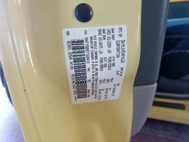 3A4FY58B97T620410 - 2007 CHRYSLER PT CRUISER YELLOW photo 10