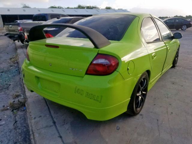 1B3ES66S05D122158 - 2005 DODGE NEON SRT-4 GREEN photo 4