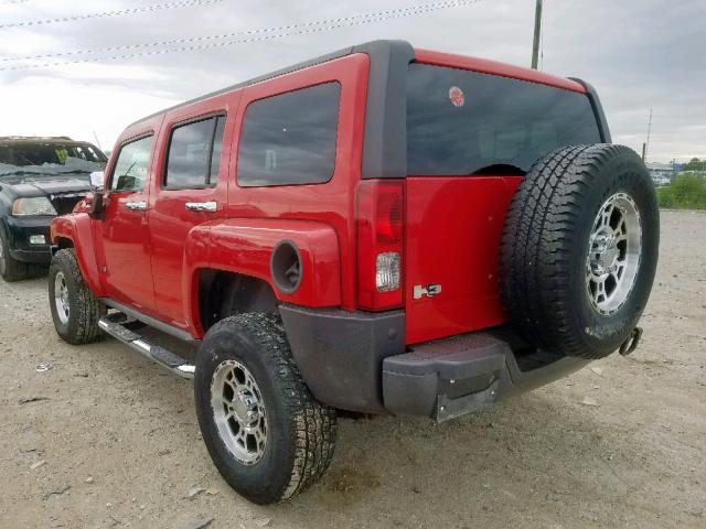 5GTDN13E578232887 - 2007 HUMMER H3 RED photo 3