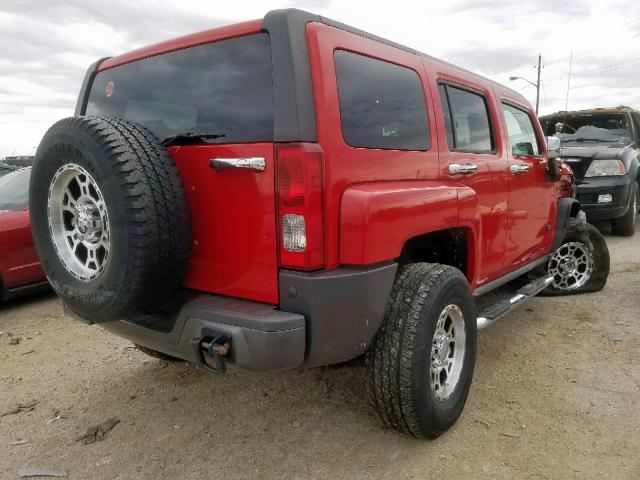 5GTDN13E578232887 - 2007 HUMMER H3 RED photo 4