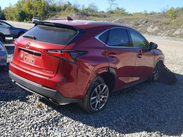 JTJBARBZ1G2063271 - 2016 LEXUS NX 200T RED photo 4