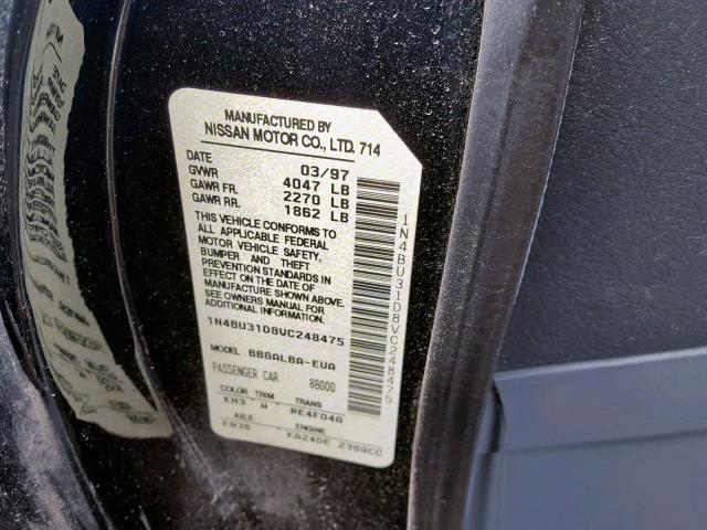 1N4BU31D8VC248475 - 1997 NISSAN ALTIMA XE BLACK photo 10