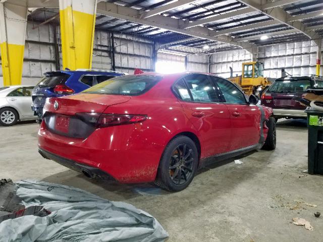 ZARFAEBN1J7583609 - 2018 ALFA ROMEO GIULIA RED photo 4