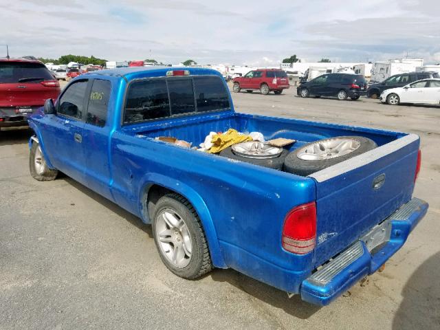 1B7GL22Z41S269623 - 2001 DODGE DAKOTA BLUE photo 3