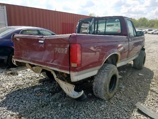 1FTEF15Y6TLA88645 - 1996 FORD F150 MAROON photo 4