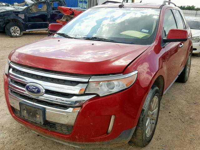 2FMDK3JC8BBA70221 - 2011 FORD EDGE SEL RED photo 2