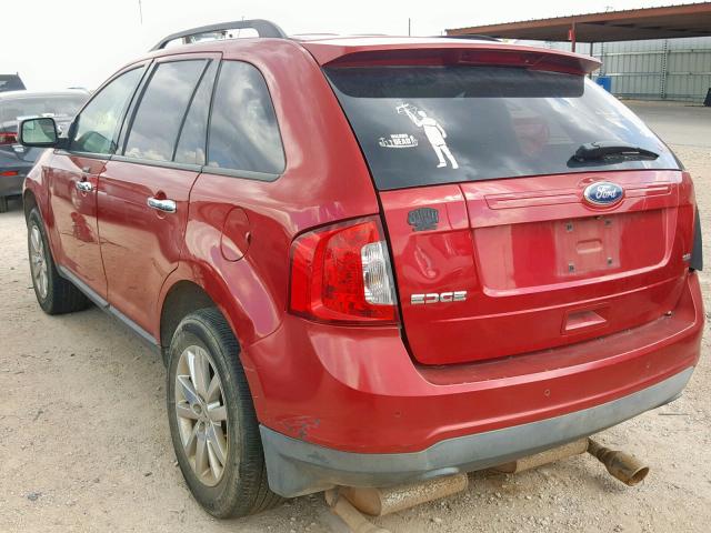 2FMDK3JC8BBA70221 - 2011 FORD EDGE SEL RED photo 3