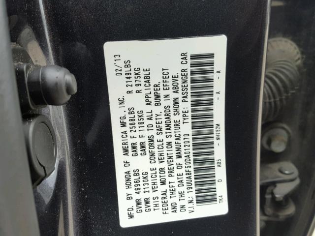 19UUA8F50DA012070 - 2013 ACURA TL TECH GRAY photo 10