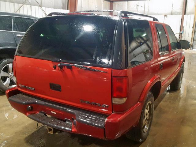 1GNDT13W112228858 - 2001 CHEVROLET BLAZER RED photo 4