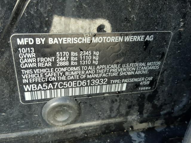 WBA5A7C50ED613932 - 2014 BMW 528 XI BLACK photo 10