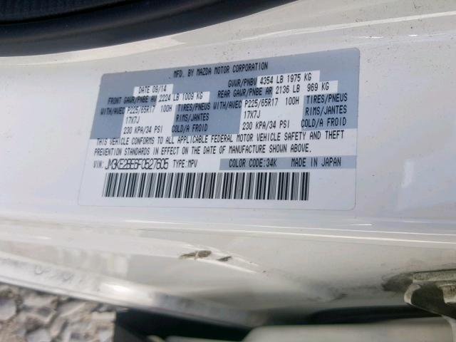 JM3KE2BE6F0527605 - 2015 MAZDA CX-5 SPORT WHITE photo 10