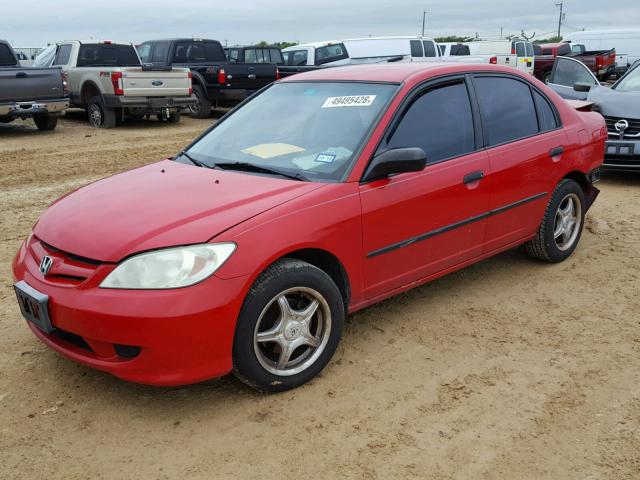 1HGES16335L017034 - 2005 HONDA CIVIC DX V RED photo 2