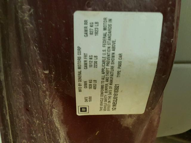 1G1NE52J016183921 - 2001 CHEVROLET MALIBU LS 栗色 照片 10