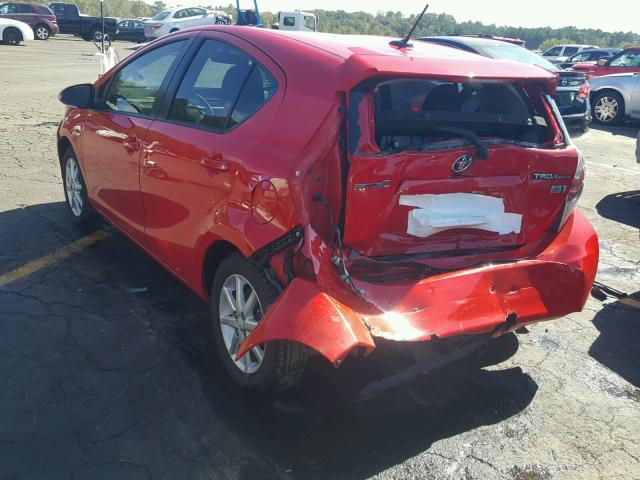 JTDKDTB30E1567347 - 2014 TOYOTA PRIUS C RED photo 3