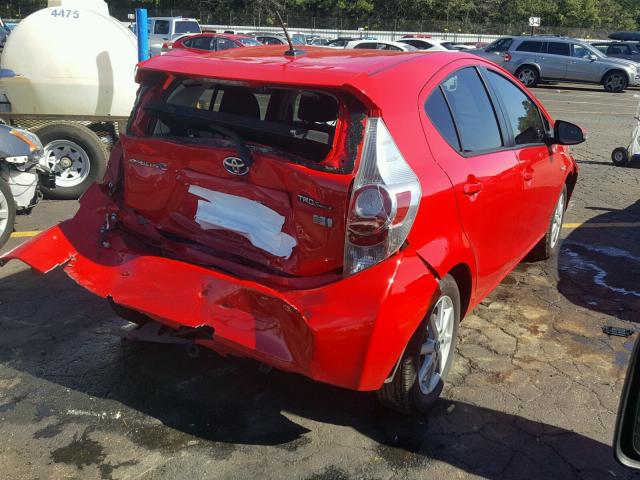 JTDKDTB30E1567347 - 2014 TOYOTA PRIUS C RED photo 4