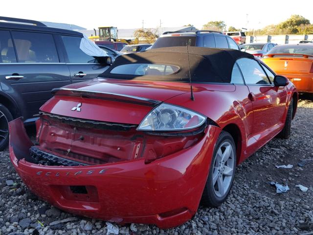 4A3AL25F67E038668 - 2007 MITSUBISHI ECLIPSE SP RED photo 4