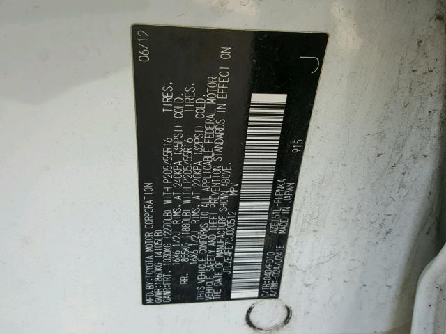 JTLZE4FE7CJ020512 - 2012 TOYOTA SCION XB Ağ foto 10