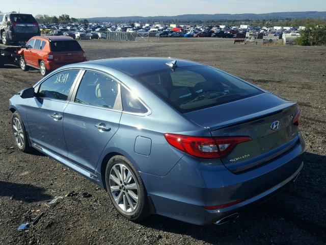 5NPE34AF1HH516390 - 2017 HYUNDAI SONATA SPO BLUE photo 3