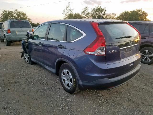 2HKRM3H3XDH515687 - 2013 HONDA CR-V LX BLUE photo 3