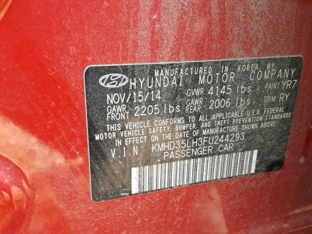 KMHD35LH3FU244293 - 2015 HYUNDAI ELANTRA GT RED photo 10