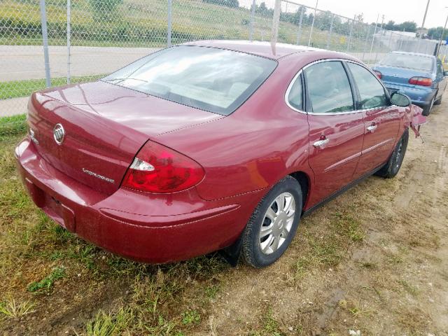 2G4WC532651228507 - 2005 BUICK LACROSSE C BURGUNDY photo 4