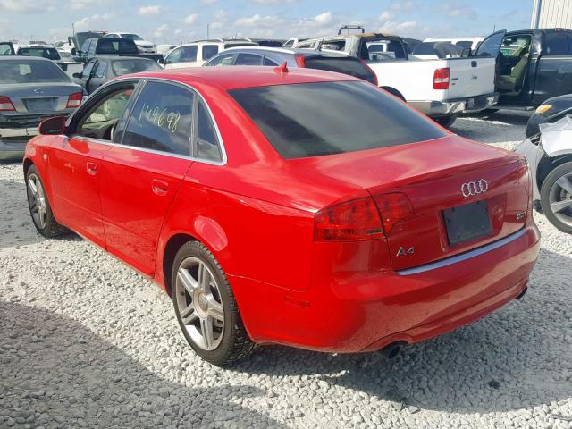 WAUAF78E68A010059 - 2008 AUDI A4 2.0T RED photo 3