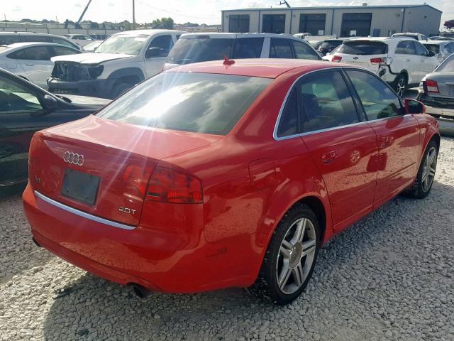 WAUAF78E68A010059 - 2008 AUDI A4 2.0T RED photo 4