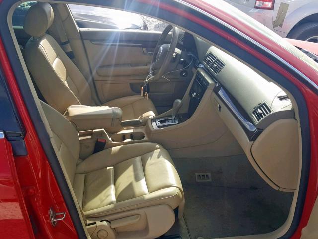 WAUAF78E68A010059 - 2008 AUDI A4 2.0T RED photo 5