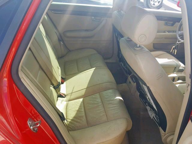 WAUAF78E68A010059 - 2008 AUDI A4 2.0T RED photo 6