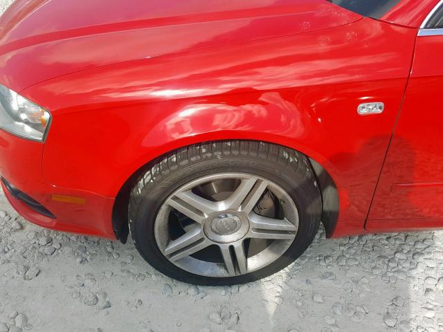 WAUAF78E68A010059 - 2008 AUDI A4 2.0T RED photo 9