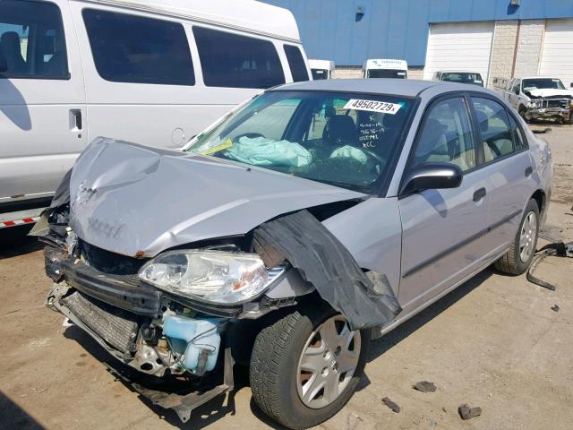 1HGES16324L022742 - 2004 HONDA CIVIC DX V SILVER photo 2