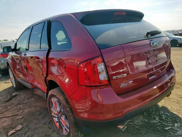 2FMDK4JC5EBA68081 - 2014 FORD EDGE SEL RED photo 3