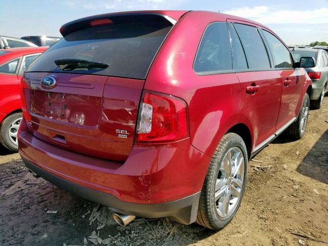 2FMDK4JC5EBA68081 - 2014 FORD EDGE SEL RED photo 4