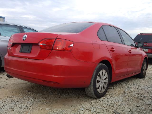 3VW2K7AJXCM366825 - 2012 VOLKSWAGEN JETTA BASE RED photo 4