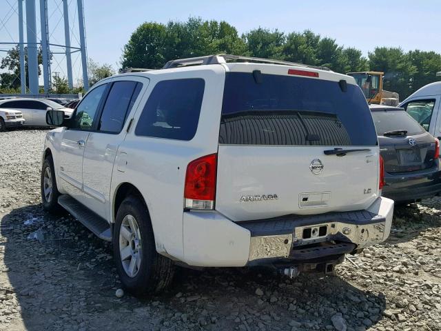 5N1AA08B35N722947 - 2005 NISSAN ARMADA SE WHITE photo 3