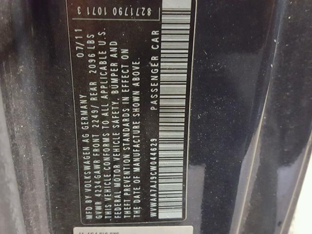 WVWAA7AJ9CW044629 - 2012 VOLKSWAGEN GOLF 蓝色 照片 10