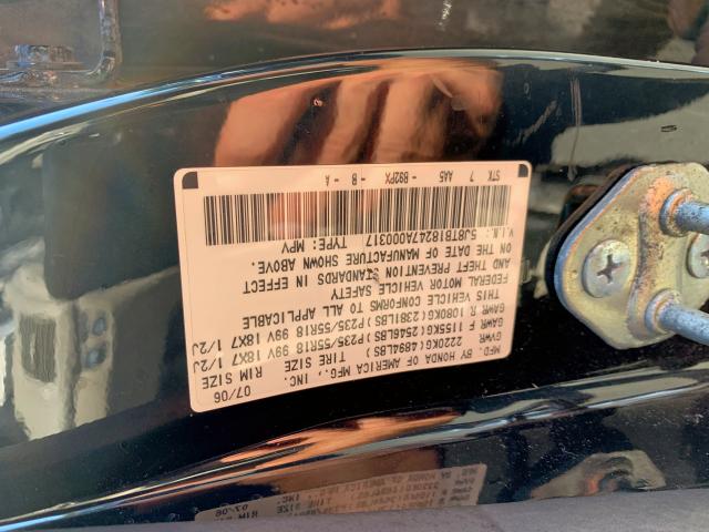 5J8TB18247A000317 - 2007 ACURA RDX BLACK photo 10