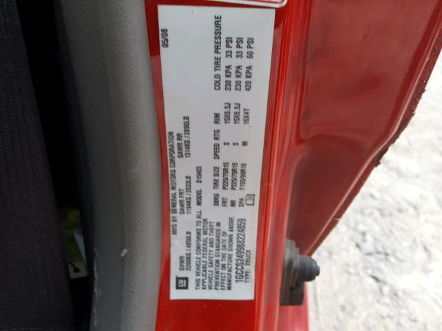 1GCCS249988224859 - 2008 CHEVROLET COLORADO L RED photo 10