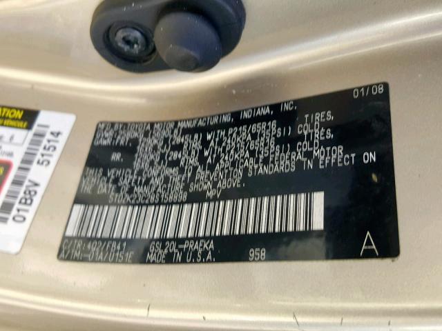 5TDZK23C28S158898 - 2008 TOYOTA SIENNA CE GOLD photo 10