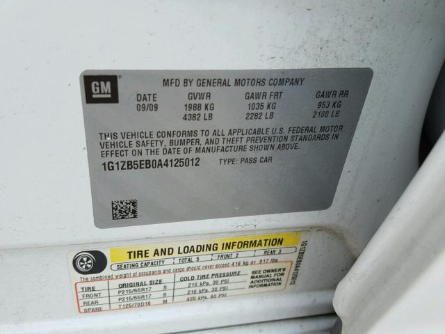 1G1ZB5EB0A4125012 - 2010 CHEVROLET MALIBU LS 白色 照片 10