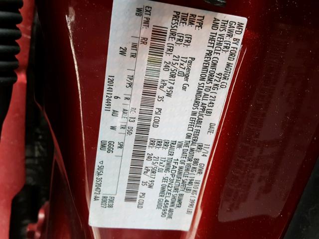 1FADP3N2XEL456950 - 2014 FORD FOCUS TITA RED photo 10