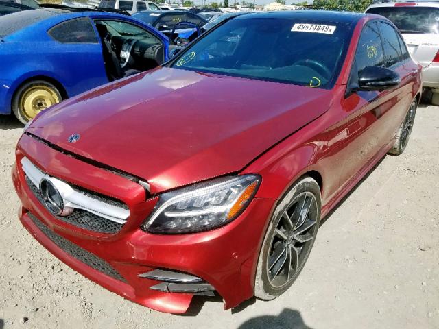 55SWF6EB4KU298304 - 2019 MERCEDES-BENZ C 43 AMG BURGUNDY photo 2